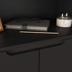 Tempered Glass Door Tall Storage Bookcase With Adjustable Board, 4-Doors MDF Painting Finished Cabinet In Black -FURITURE SALE SHOP black tahanbath pantry organizers z w679102745 76 1000