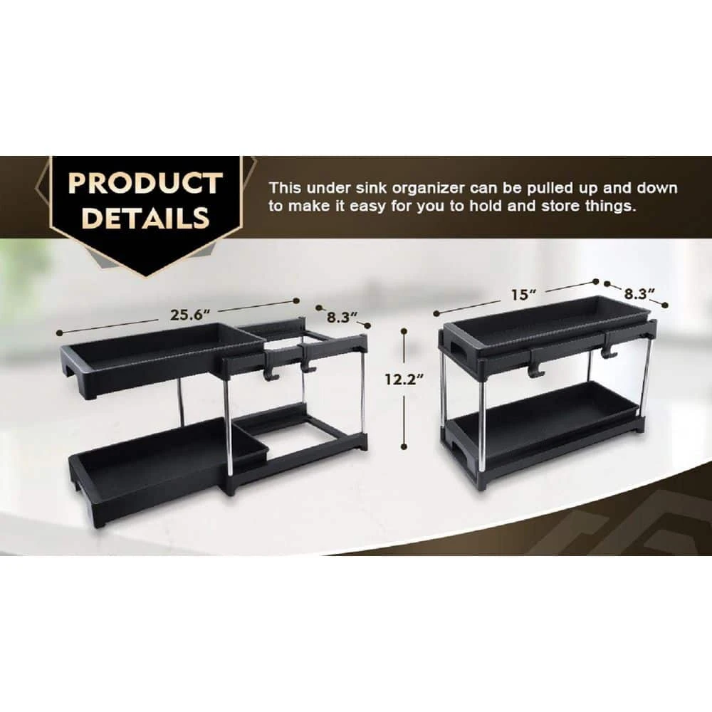 Organizers And Storage Cabinet Organizers And Storage Pull Out Drawers 2-Hooks In Black 7 Organizers And Storage Cabinet Organizers And Storage Pull Out Drawers 2-Hooks In Black - Image 7