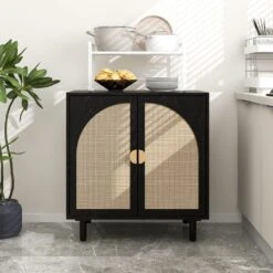 2 Door Cabinet, Suitable For Bedroom, Living Room, Study In Black