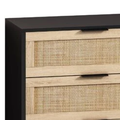 51.18 In. 6-Drawers Rattan Storage Cabinet Rattan Drawer, For Bedroom, Living Room, Black -FURITURE SALE SHOP black tahanbath pantry organizers z w757112779 4f 1000