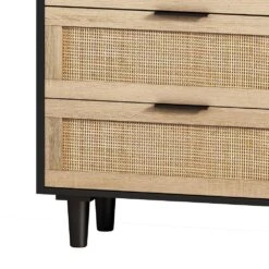 51.18 In. 6-Drawers Rattan Storage Cabinet Rattan Drawer, For Bedroom, Living Room, Black -FURITURE SALE SHOP black tahanbath pantry organizers z w757112779 76 1000