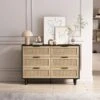 43.31 In. 6-Drawers Rattan Storage Cabinet Rattan Drawer, For Bedroom, Living Room, Black