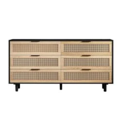 59.06 In. 6-Drawers Rattan Storage Cabinet Rattan Drawer, For Bedroom, Living Room, Black 10 59.06 In. 6-Drawers Rattan Storage Cabinet Rattan Drawer, For Bedroom, Living Room, Black -FURITURE SALE SHOP black tahanbath pantry organizers z w757p151921 c3 1000