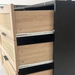 51.18 In. 6-Drawers Rattan Storage Cabinet Rattan Drawer With White Drawer Slides, For Bedroom, Living Room, Black -FURITURE SALE SHOP black tahanbath pantry organizers z w757p162761 1f 1000