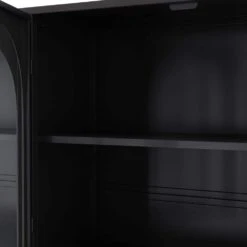 47.25 In. 4-door Glass Wall Cabinet Storage, Wall-mounted, Suitable For Kitchen, Living Room, Bathroom(Black) -FURITURE SALE SHOP black tahanbath pantry organizers z w757p205949 76 1000