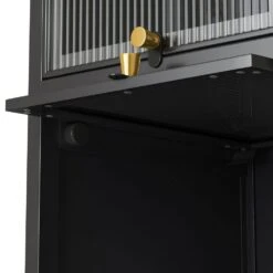 Modern Black 4-Tier Glass Door Cabinet With 5-Tier Storage, For Entryway, Living Room, Bathroom, Dining Room -FURITURE SALE SHOP black tahanbath pantry organizers z w757p241562 44 1000