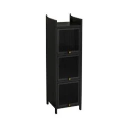 Modern 3-tier Glass Door Cabinet With Featuring 4-tier Storage, For Entryway Living Room, Black 10 Modern 3-tier Glass Door Cabinet With Featuring 4-tier Storage, For Entryway Living Room, Black -FURITURE SALE SHOP black tahanbath pantry organizers z w757p241564 4f 1000