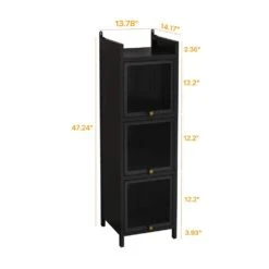 Modern 3-tier Glass Door Cabinet With Featuring 4-tier Storage, For Entryway Living Room, Black 9 Modern 3-tier Glass Door Cabinet With Featuring 4-tier Storage, For Entryway Living Room, Black -FURITURE SALE SHOP black tahanbath pantry organizers z w757p241564 c3 1000
