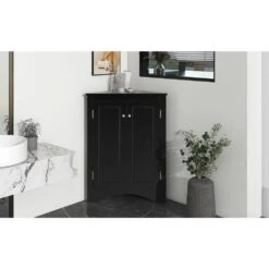 Black Triangle Bathroom Storage Cabinet With Adjustable Shelves Freestanding Floor Cabinet For Home Kitchen 15 Black Triangle Bathroom Storage Cabinet With Adjustable Shelves Freestanding Floor Cabinet For Home Kitchen -FURITURE SALE SHOP black tahanbath pantry organizers z wf291467aab e1 1000