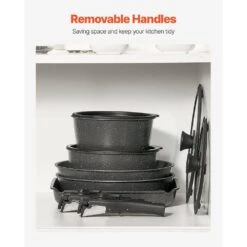 17-Piece Pots And Pans Set Stainless Steel Granite Nonstick Kitchen Cookware Induction Black -FURITURE SALE SHOP black tahanbath pot pan sets z w2201p290458 4f 1000