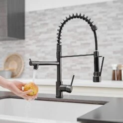 Commercial Kitchen Faucet With Single-Handle, Pull Down Sprayer Kitchen Faucet, Kitchen Sink Faucet In Black Bronze -FURITURE SALE SHOP black tahanbath pull down kitchen faucets y xy 191 33orb 50 1 us fa 1000