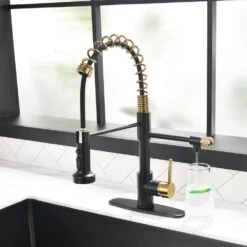 Single-Handle Pull Down Sprayer Kitchen Faucet In Black, Brushed Gold Drinking Water Faucet 3 In 1 Commercial Style -FURITURE SALE SHOP black tahanbath pull down kitchen faucets y xy 33bng 2p us 1f 1000