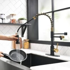 Single-Handle Pull Down Sprayer Kitchen Faucet In Black, Brushed Gold Drinking Water Faucet 3 In 1 Commercial Style -FURITURE SALE SHOP black tahanbath pull down kitchen faucets y xy 33bng 2p us 31 1000