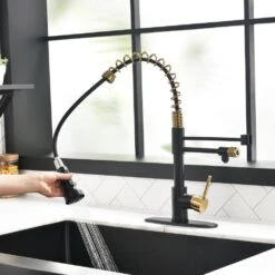 Single-Handle Pull Down Sprayer Kitchen Faucet In Black, Brushed Gold Drinking Water Faucet 3 In 1 Commercial Style -FURITURE SALE SHOP black tahanbath pull down kitchen faucets y xy 33bng 2p us c3 1000