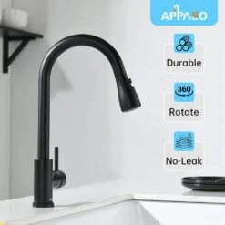 Touch-On Kitchen Faucet With Pull Down Sprayer Single Handle Brass Touch Activated Kitchen Sink Faucet 11 Touch-On Kitchen Faucet With Pull Down Sprayer Single Handle Brass Touch Activated Kitchen Sink Faucet -FURITURE SALE SHOP black tahanbath pull down kitchen faucets z w1932123652 1f 1000