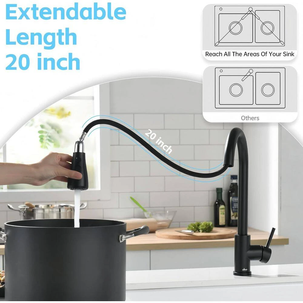 Touch-On Kitchen Faucet With Pull Down Sprayer Single Handle Brass Touch Activated Kitchen Sink Faucet 8 Touch-On Kitchen Faucet With Pull Down Sprayer Single Handle Brass Touch Activated Kitchen Sink Faucet - Image 8