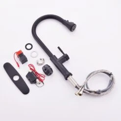 18.7 In. Single Handle Pull Down Sprayer Kitchen Faucet 360° Spout Swivel In Black -FURITURE SALE SHOP black tahanbath pull down kitchen faucets z w1932126990 76 1000