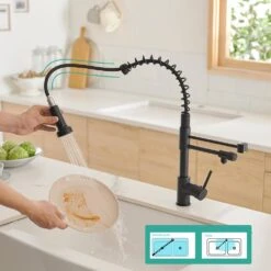 Purifier Kitchen Faucet Drinking Water Faucet, Pull Down Water Filter Kitchen Sink Faucets (Matte Black) -FURITURE SALE SHOP black tahanbath pull down kitchen faucets z w1932p148119 44 1000