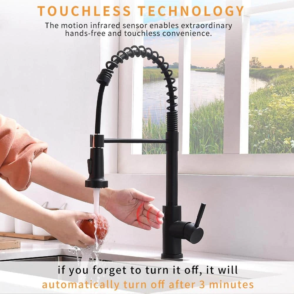 Touchless Kitchen Faucet, Hands Free Automatic Smart Kitchen Faucet Black Smart Kitchen Faucet 5 Touchless Kitchen Faucet, Hands Free Automatic Smart Kitchen Faucet Black Smart Kitchen Faucet - Image 5