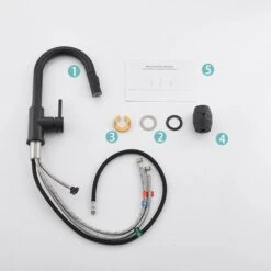 12.8 In. 360° Spout Swivel Black Kitchen Faucets With Pull Down Sprayer, Bathroom Sink Faucets Mini Bar Prep Faucet 13 12.8 In. 360° Spout Swivel Black Kitchen Faucets With Pull Down Sprayer, Bathroom Sink Faucets Mini Bar Prep Faucet -FURITURE SALE SHOP black tahanbath pull down kitchen faucets z w1932p171712 44 1000