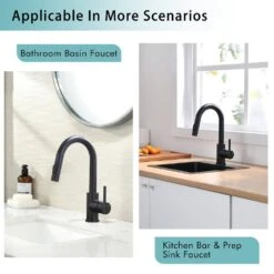 12.8 In. 360° Spout Swivel Black Kitchen Faucets With Pull Down Sprayer, Bathroom Sink Faucets Mini Bar Prep Faucet 15 12.8 In. 360° Spout Swivel Black Kitchen Faucets With Pull Down Sprayer, Bathroom Sink Faucets Mini Bar Prep Faucet -FURITURE SALE SHOP black tahanbath pull down kitchen faucets z w1932p171712 76 1000
