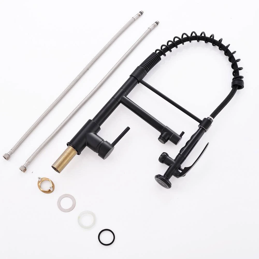 Commercial Kitchen Faucet Pull Down Sprayer Black And Nickel, Single Handle Kitchen Sink Faucet 7 Commercial Kitchen Faucet Pull Down Sprayer Black And Nickel, Single Handle Kitchen Sink Faucet - Image 7
