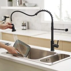 Commercial Black Kitchen Faucet With Pull Out Sprayer, Single Handle Single Lever Kitchen Sink Faucet -FURITURE SALE SHOP black tahanbath pull down kitchen faucets z w1932p172331 fa 1000