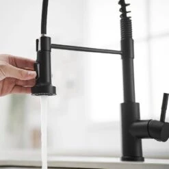Kitchen Faucet With Pull Down Sprayer Black Stainless Steel Single Handle Pull Out Spring Sink Faucets -FURITURE SALE SHOP black tahanbath pull down kitchen faucets z w1932p224868 1f 1000