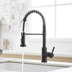 Kitchen Faucet With Pull Down Sprayer Black Stainless Steel Single Handle Pull Out Spring Sink Faucets -FURITURE SALE SHOP black tahanbath pull down kitchen faucets z w1932p224868 31 1000