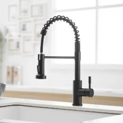 Kitchen Faucet With Pull Down Sprayer Black Stainless Steel Single Handle Pull Out Spring Sink Faucets -FURITURE SALE SHOP black tahanbath pull down kitchen faucets z w1932p224868 44 1000