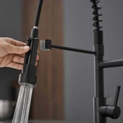Commercial Stainless Steel Kitchen Faucet With Pull Down Sprayer, Single Handle Single Lever Kitchen Sink Faucet -FURITURE SALE SHOP black tahanbath pull down kitchen faucets z w1932p224883 fa 1000