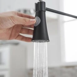 15.2 In 360° Spout Swivel Black Kitchen Faucet With Pull Out Sprayer, Single Handle Lever Kitchen Sink Faucet -FURITURE SALE SHOP black tahanbath pull down kitchen faucets z w1932p288181 1f 1000