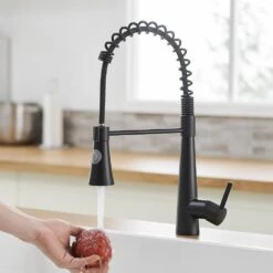 15.2 In 360° Spout Swivel Black Kitchen Faucet With Pull Out Sprayer, Single Handle Lever Kitchen Sink Faucet -FURITURE SALE SHOP black tahanbath pull down kitchen faucets z w1932p288181 76 1000
