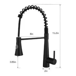 15.2 In 360° Spout Swivel Black Kitchen Faucet With Pull Out Sprayer, Single Handle Lever Kitchen Sink Faucet -FURITURE SALE SHOP black tahanbath pull down kitchen faucets z w1932p288181 c3 1000