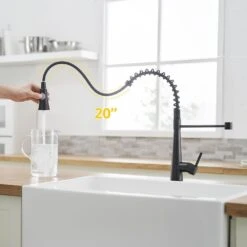 15.2 In 360° Spout Swivel Black Kitchen Faucet With Pull Out Sprayer, Single Handle Lever Kitchen Sink Faucet -FURITURE SALE SHOP black tahanbath pull down kitchen faucets z w1932p288181 fa 1000