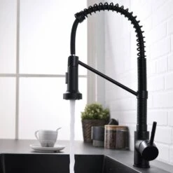 Kitchen Faucet With Pull Out Sprayer Brushed Nickel Stainless Steel Single Handle Kitchen Sink Faucets -FURITURE SALE SHOP black tahanbath pull out kitchen faucets z w1932130231 4f 1000