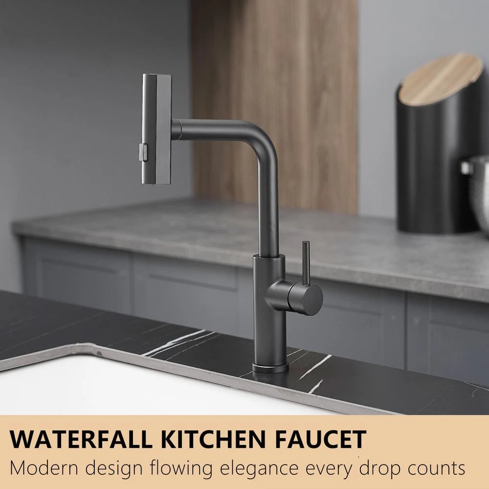 Kitchen Sink Faucet, Black Kitchen Faucets With Pull Out Sprayer, Kitchen Bar Faucet Single Hole Faucet 6 Kitchen Sink Faucet, Black Kitchen Faucets With Pull Out Sprayer, Kitchen Bar Faucet Single Hole Faucet - Image 6