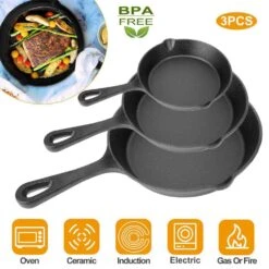 3-Piece Pre-Seasoned Cast Iron Skillet Set 6/8/10 In. Non-Stick Oven Safe Cookware Heat-Resistant Frying Pan 13 3-Piece Pre-Seasoned Cast Iron Skillet Set 6/8/10 In. Non-Stick Oven Safe Cookware Heat-Resistant Frying Pan -FURITURE SALE SHOP black tahanbath skillets z d0102hquefa 4f 1000