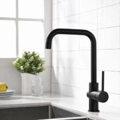 Single Handle Wall Mount Standard Kitchen Faucet In Black -FURITURE SALE SHOP black tahanbath standard kitchen faucets z w1932p171824 1f 1000