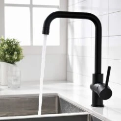 Single Handle Wall Mount Standard Kitchen Faucet In Black -FURITURE SALE SHOP black tahanbath standard kitchen faucets z w1932p171824 c3 1000