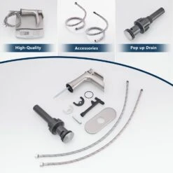 Sink Faucet With Deck Plate Waterfall Brushed With Pop Up Drain And Supply Lines Bathroom Faucets -FURITURE SALE SHOP black tahanbath standard kitchen faucets z w1932p180746 4f 1000