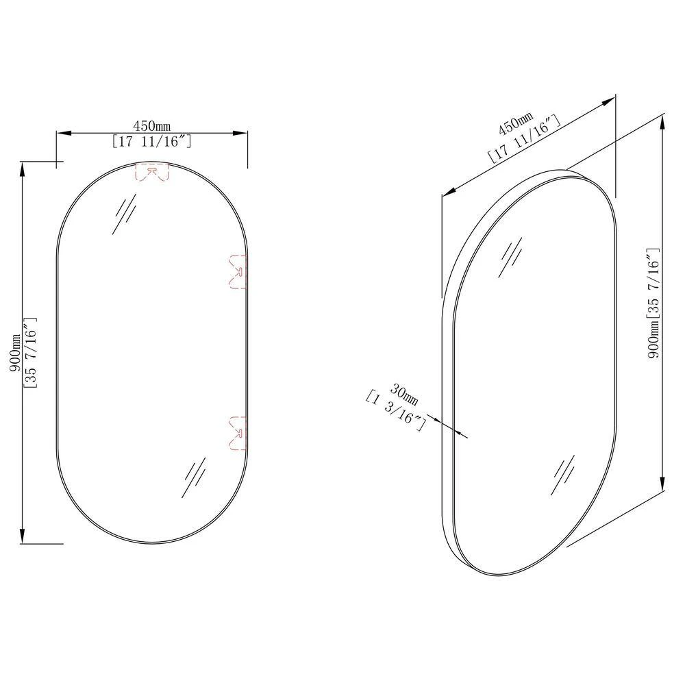 18 In. W X 35 In. H Oval Metal Framed Wall Bathroom Vanity Mirror In Black Framed 7 18 In. W X 35 In. H Oval Metal Framed Wall Bathroom Vanity Mirror In Black Framed - Image 7