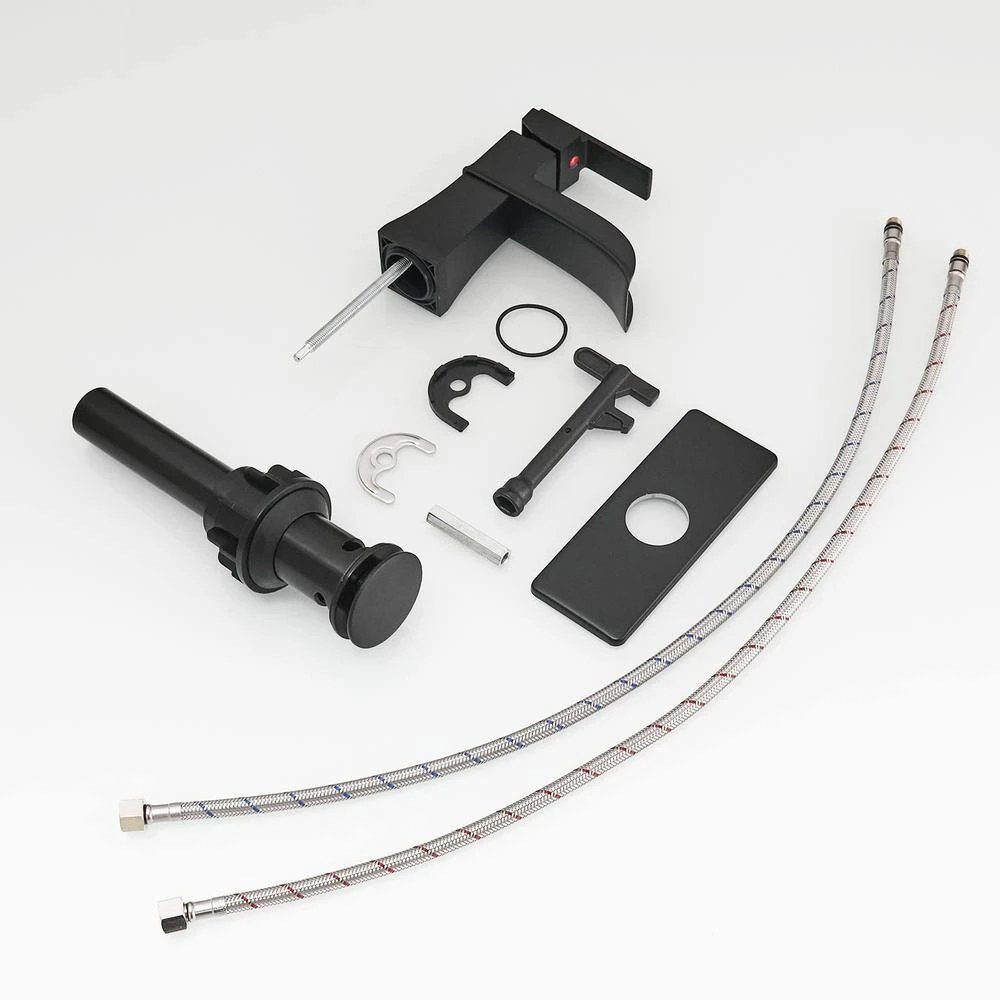 Single Handle Waterfall Vessel Sink Faucet With Drain Kit Included In Black 3 Single Handle Waterfall Vessel Sink Faucet With Drain Kit Included In Black - Image 3