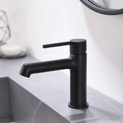 Black Bathroom Faucet, Faucet For Bathroom Sink, Black Single Hole Bathroom Faucet Modern Single Handle Basin Faucet -FURITURE SALE SHOP black tahanbath wall mounted faucets z w1932p156223 1f 1000