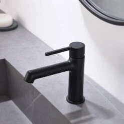 Black Bathroom Faucet, Faucet For Bathroom Sink, Black Single Hole Bathroom Faucet Modern Single Handle Basin Faucet -FURITURE SALE SHOP black tahanbath wall mounted faucets z w1932p156223 31 1000