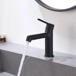 Black Bathroom Faucet, Faucet For Bathroom Sink, Black Single Hole Bathroom Faucet Modern Single Handle Basin Faucet -FURITURE SALE SHOP black tahanbath wall mounted faucets z w1932p156223 76 1000