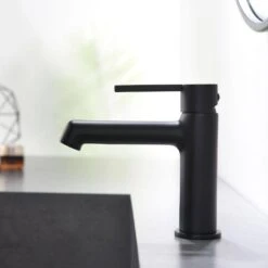 Black Bathroom Faucet, Faucet For Bathroom Sink, Black Single Hole Bathroom Faucet Modern Single Handle Basin Faucet -FURITURE SALE SHOP black tahanbath wall mounted faucets z w1932p156223 fa 1000