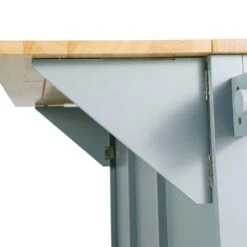 Blue Kitchen Cart With Rubber Wood Drop-Leaf Countertop, 3 Drawers, Cabinet Storage And 5 Wheels -FURITURE SALE SHOP blue tahanbath kitchen carts z wf298028aan 44 1000