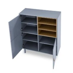 Multifunctional Wooden Storage Cabinet With Doors And Leather-Handle Drawers For Home And Office In Blue -FURITURE SALE SHOP blue tahanbath pantry organizers z w1781p148612 1f 1000