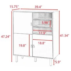 Multifunctional Wooden Storage Cabinet With Doors And Leather-Handle Drawers For Home And Office In Blue -FURITURE SALE SHOP blue tahanbath pantry organizers z w1781p148612 4f 1000